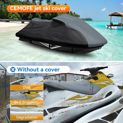 Justhunder Jet Ski Cover Waterproof Storage Fit for Yamaha WaveRunner VX Cruiser
