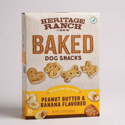 Peanut Butter & Banana Flavored Baked Dog Snacks Heritage Ranch by HEB (Pack of 2)