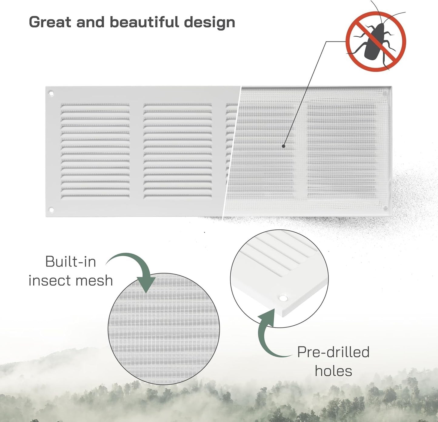 16x6 Air Return Grill with Pest Guard Screen Metal HVAC Vent Cover White -3 pack
