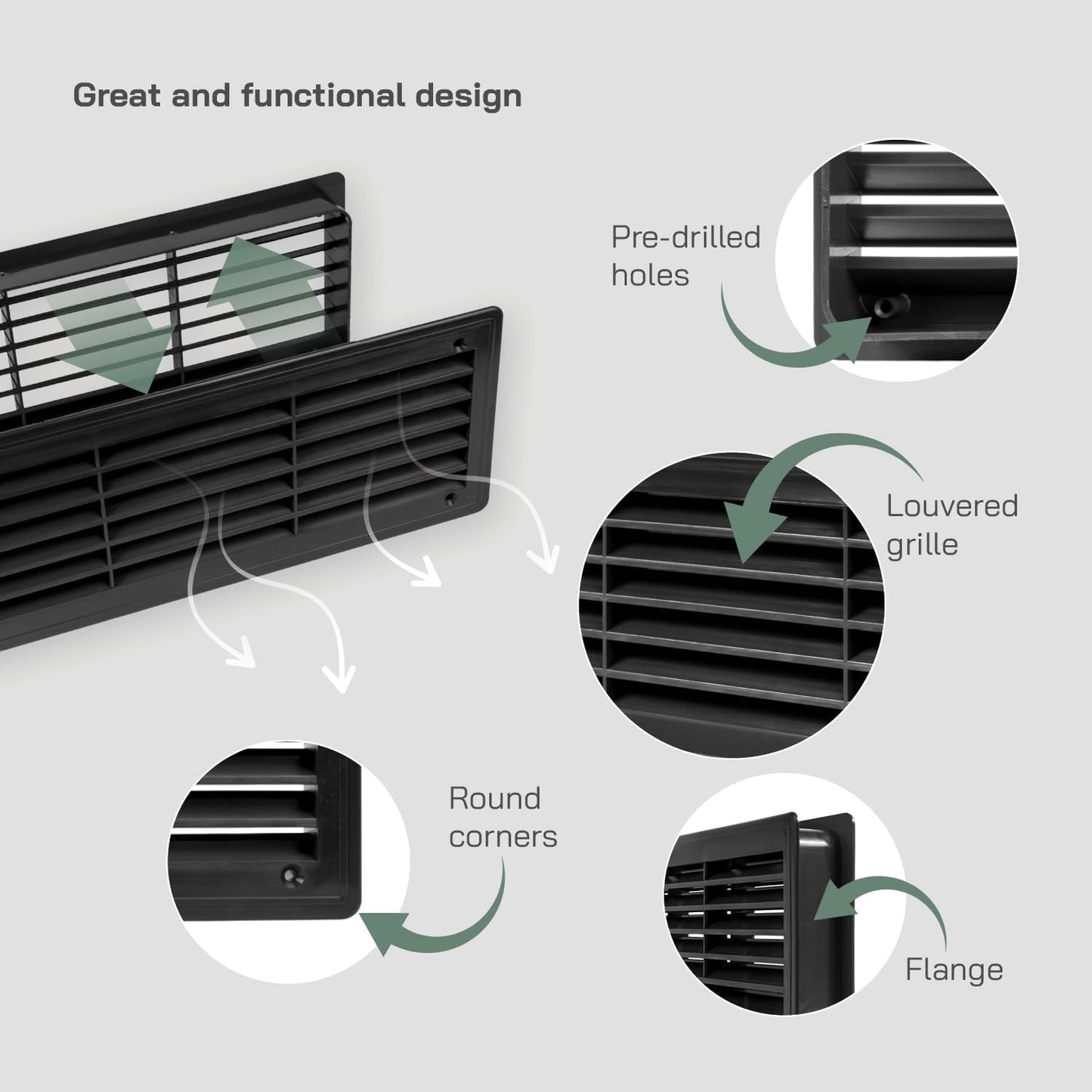 Vent Systems 18" x 5" Inch Plastic Door Air Vent Cover Two Sided Louvered Vent