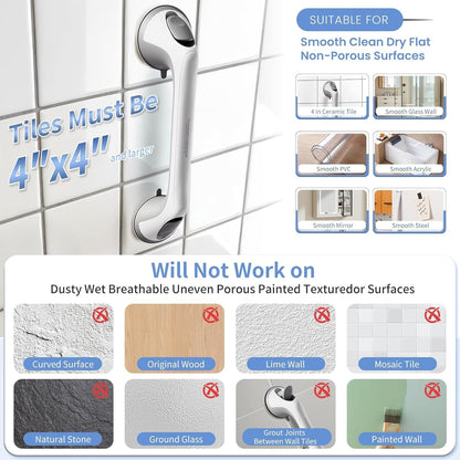 Grab Bars for Bathtubs and Showers, Heavy Duty Shower Handle 2 Pack 16 Inch Suct