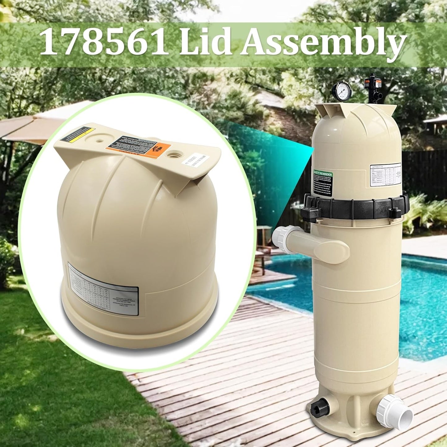 Lid Assembly 178561 for Clean & Clear & Predator Pool/Spa Cartridge Filters