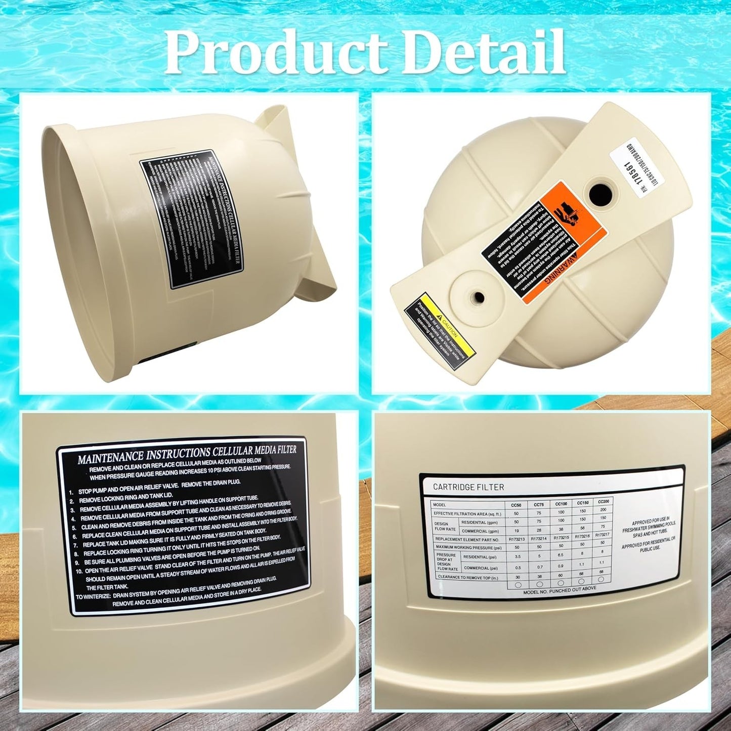 Lid Assembly 178561 for Clean & Clear & Predator Pool/Spa Cartridge Filters
