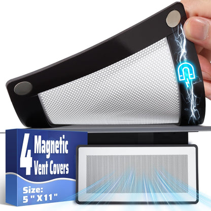 Magnetic Vent Screen Covers 5x11 White 4‑Pack Floor Wall Ceiling Mesh Filters