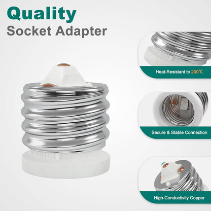 E39 to E26 Socket Adapter Ceramic Mogul to Medium Base Converter UL 10‑Pack