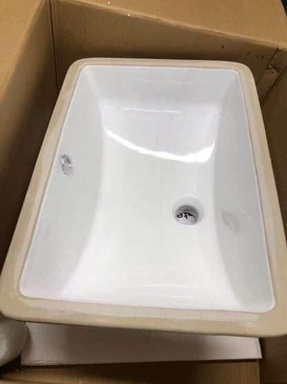 Dcolora Undermount Bathroom Porcelain Ceramic Rectangular Vessel Sink - White