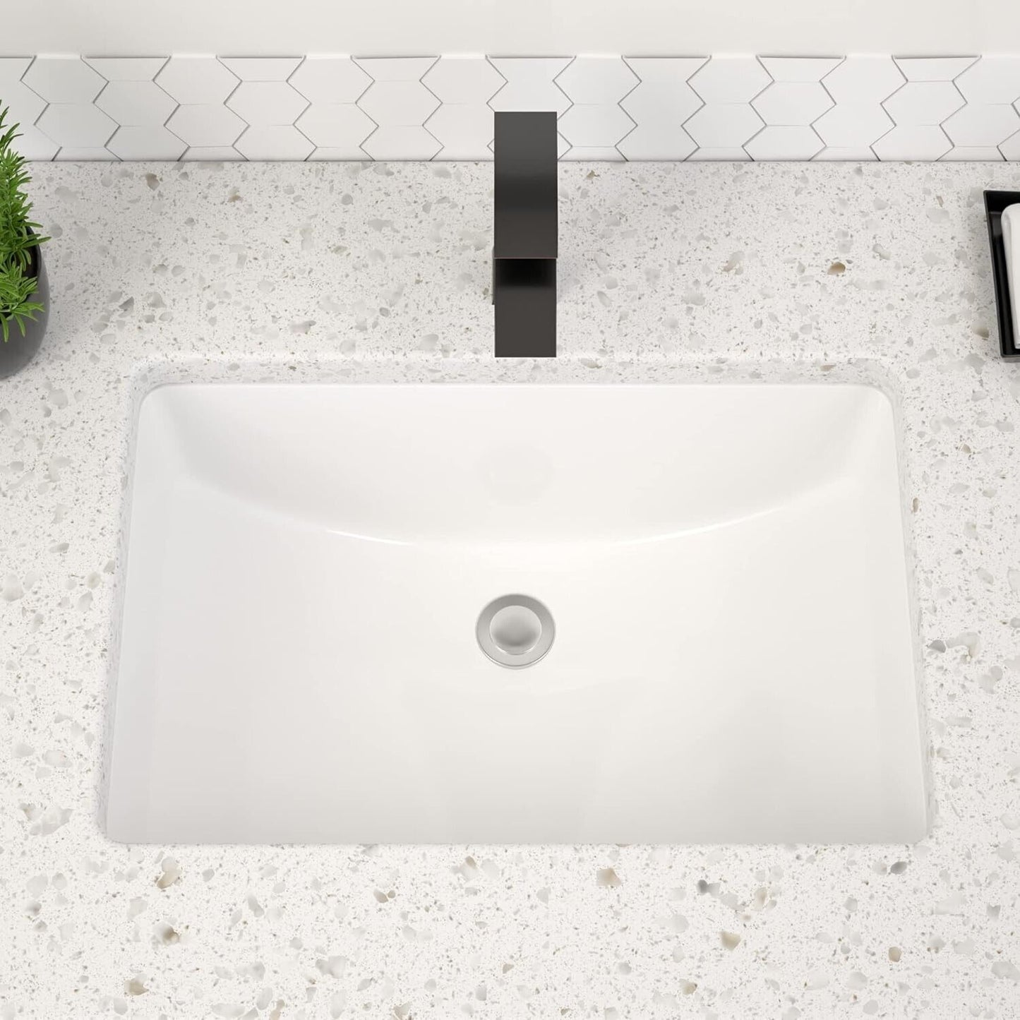 Dcolora Undermount Bathroom Porcelain Ceramic Rectangular Vessel Sink - White