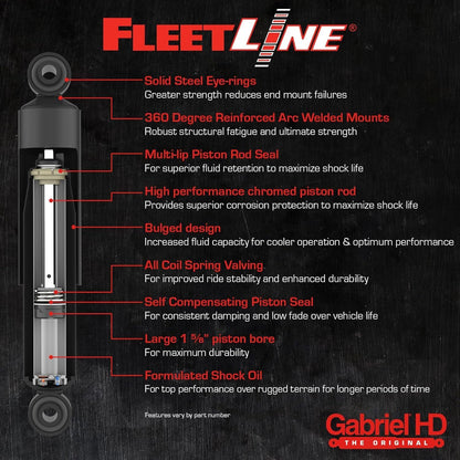 Gabriel 85062 Fleetline 85 Series Heavy Duty Shocks Anti-Corrosive End Mounts