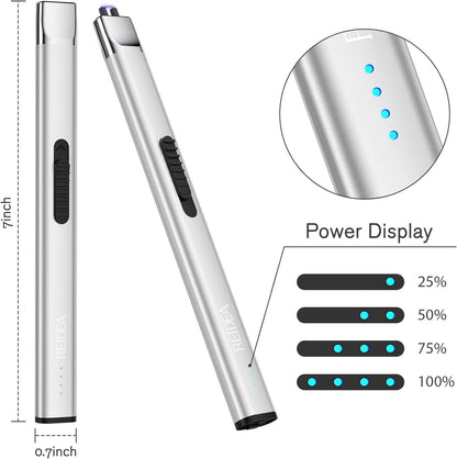 REIDEA R1 Flat Electronic Candle Lighter:  USB Rechargeable Arc Lighter - Silver