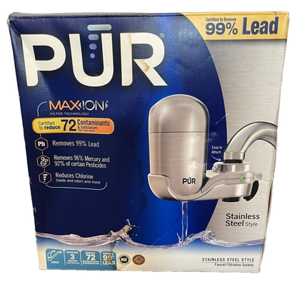 PUR PLUS Vertical Faucet Mount Water Filtration Stainless Steel, FM4000B