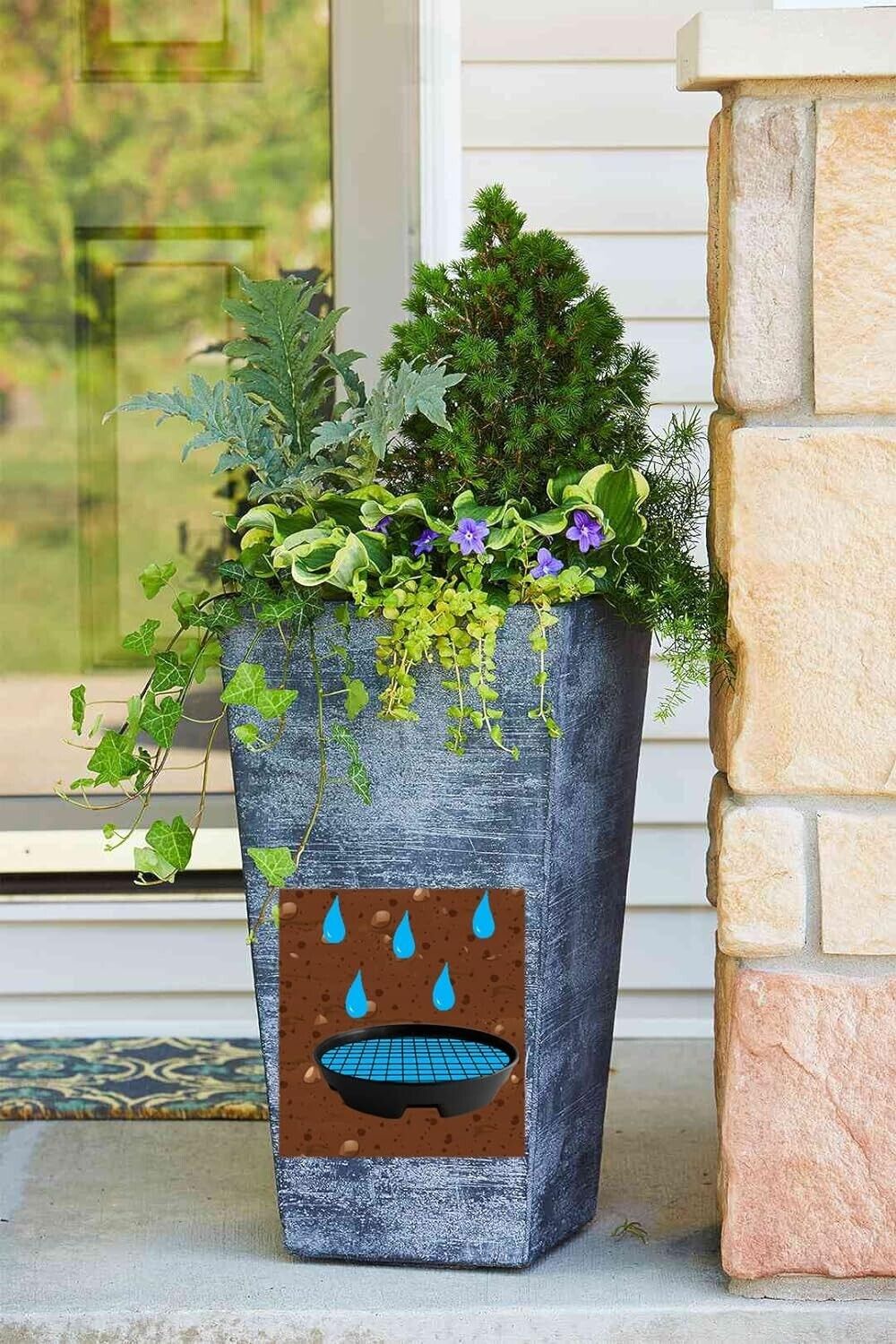 8 Pack of 6.7” Invisible Self-Watering Planter w/ Hanging Basket Black