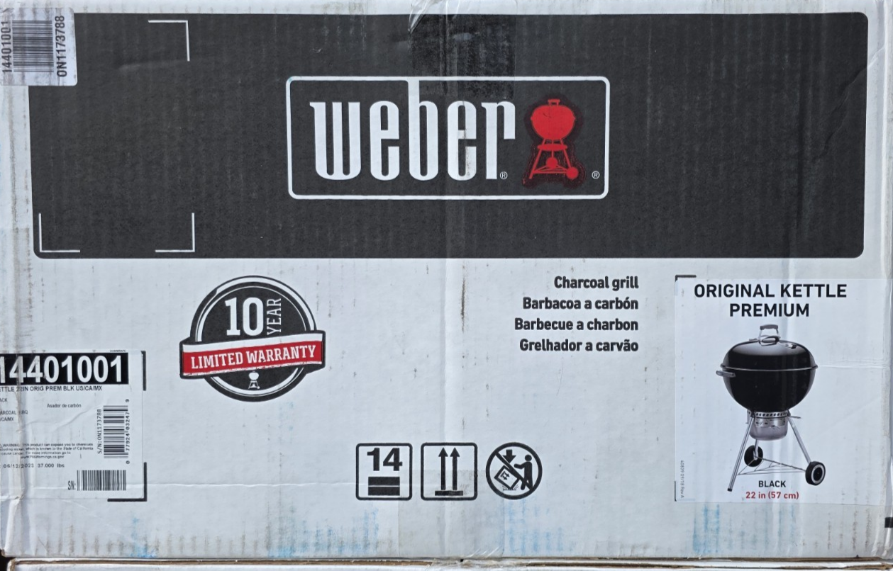 Weber Original Kettle Premium Charcoal Grill, 22-Inch, Black New