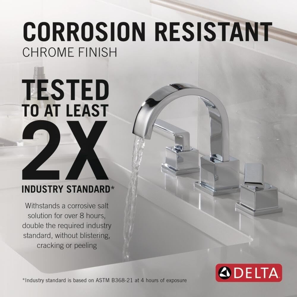 Delta Vero Widespread Bathroom Faucet Chrome 3553LF 3‑Hole Pop‑Up Drain