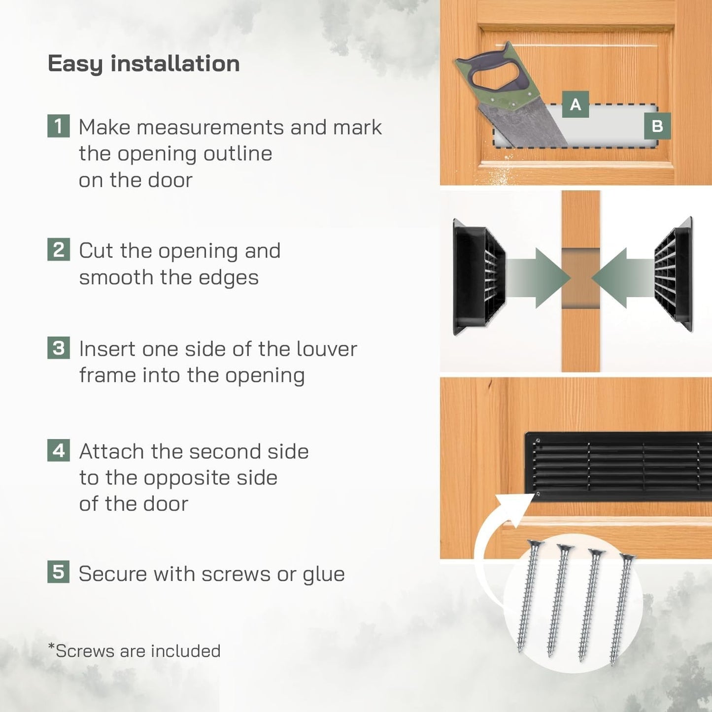 Vent Systems 18" x 5" Inch Plastic Door Air Vent Cover Two Sided Louvered Vent