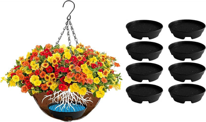 8 Pack of 6.7” Invisible Self-Watering Planter w/ Hanging Basket Black