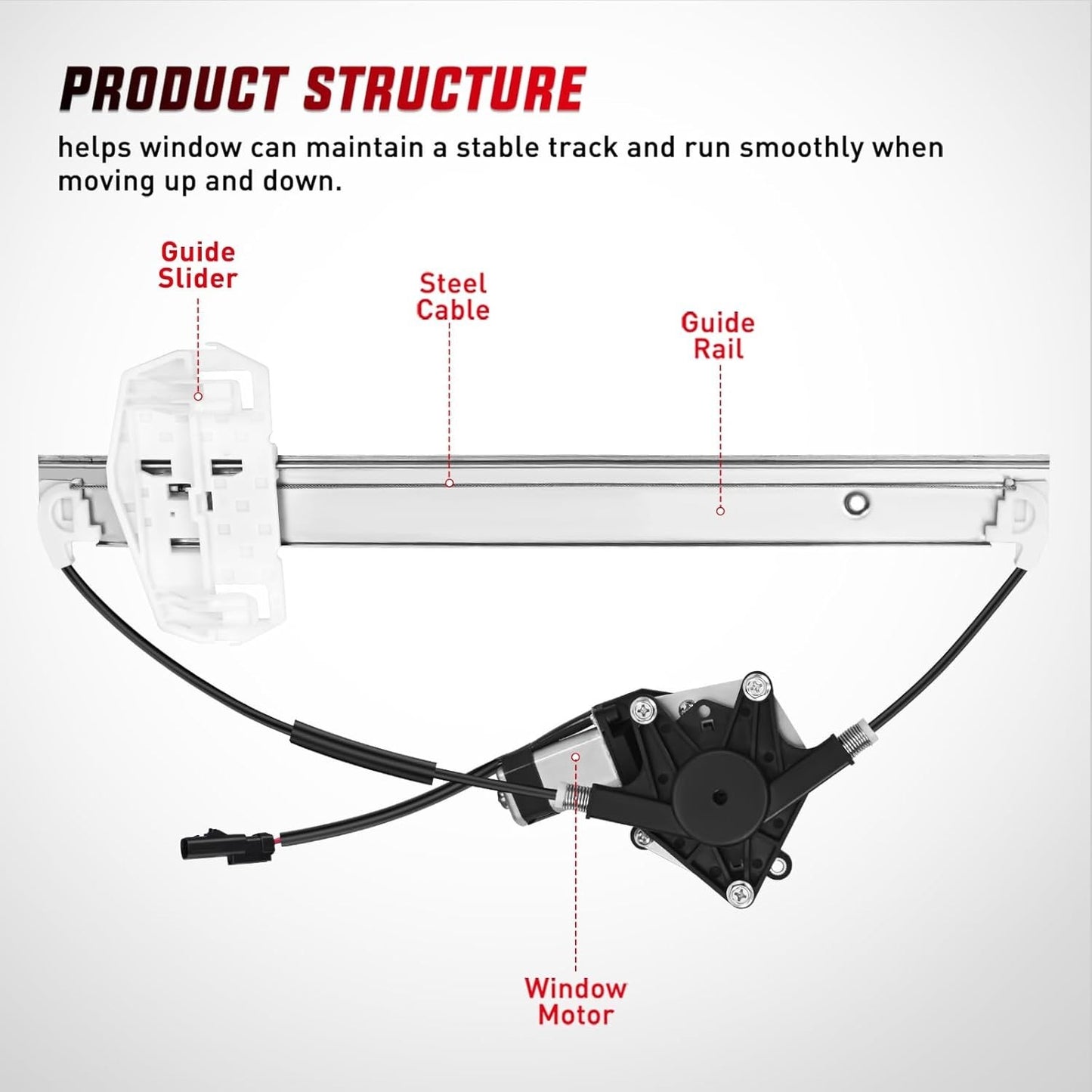 748‑913 Front Passenger Window Regulator w/ Motor for Jeep Wrangler JK