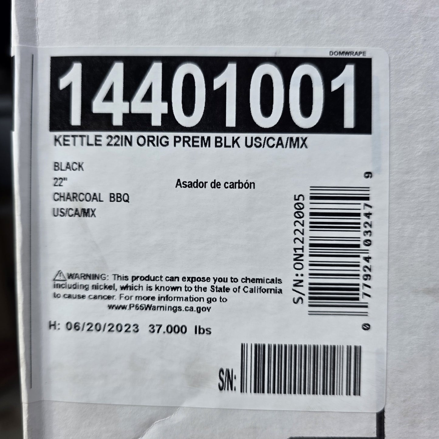 Weber Original Kettle Premium Charcoal Grill, 22-Inch, Black New