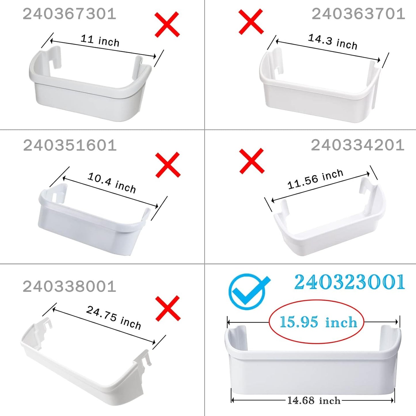240323001 Refrigerator Door Bin Replacement Fits Frigidaire Kenmore 15.95" (2)