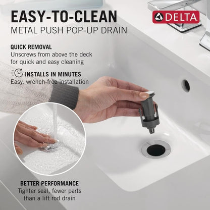 Delta Vero Widespread Bathroom Faucet Chrome 3553LF 3‑Hole Pop‑Up Drain