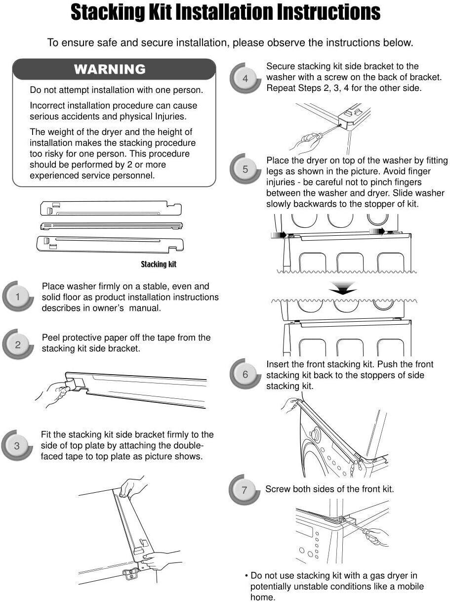 29 inch KSTK2 Laundry Stacking Kit Compatible with LG Dryer Washer