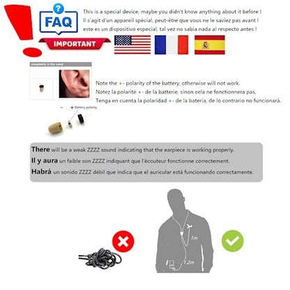 EDIMAEG A780 Battery Life 8 Hours Spy Earpiece with Neckloop No Amplifier Work