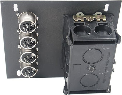 Elite Core FB4 Recessed Floor Box Alloy Steel with 4 XLRF + Duplex AC Connectors