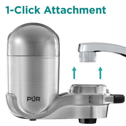 PUR PLUS Vertical Faucet Mount Water Filtration Stainless Steel, FM4000B