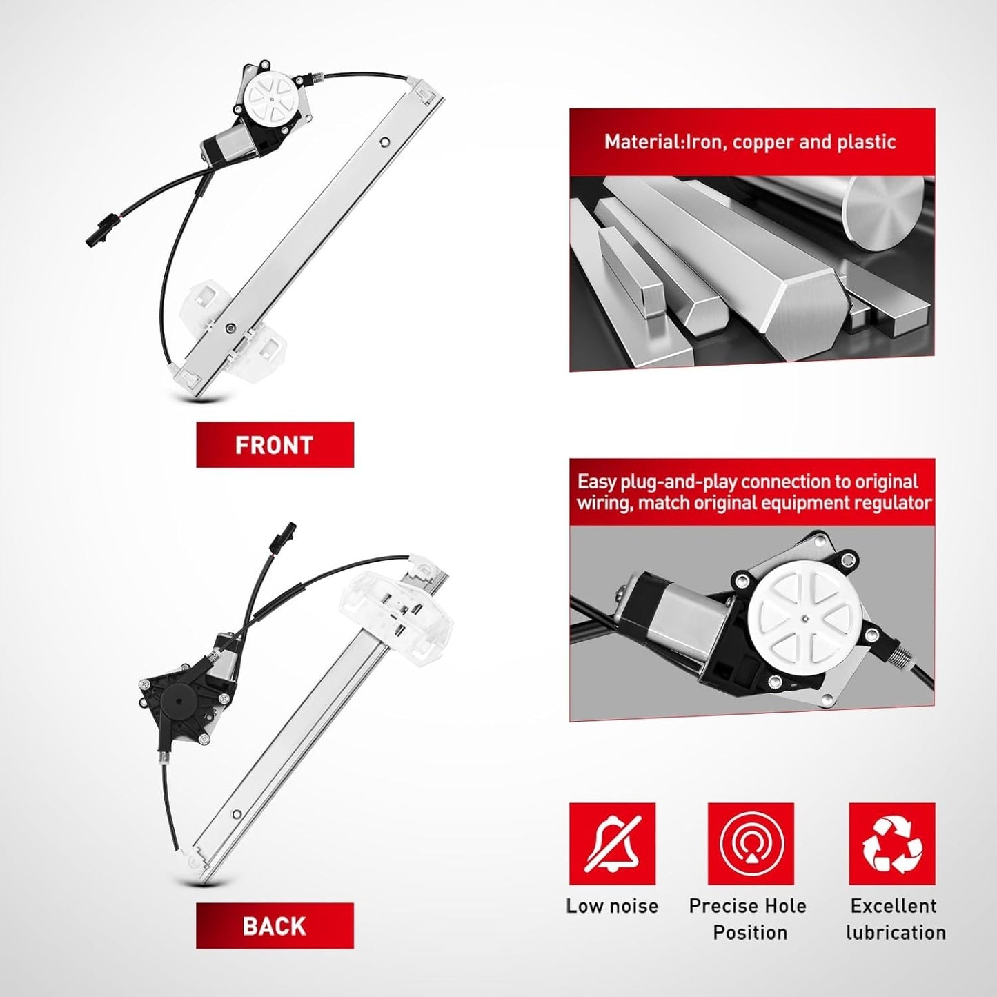 748‑913 Front Passenger Window Regulator w/ Motor for Jeep Wrangler JK