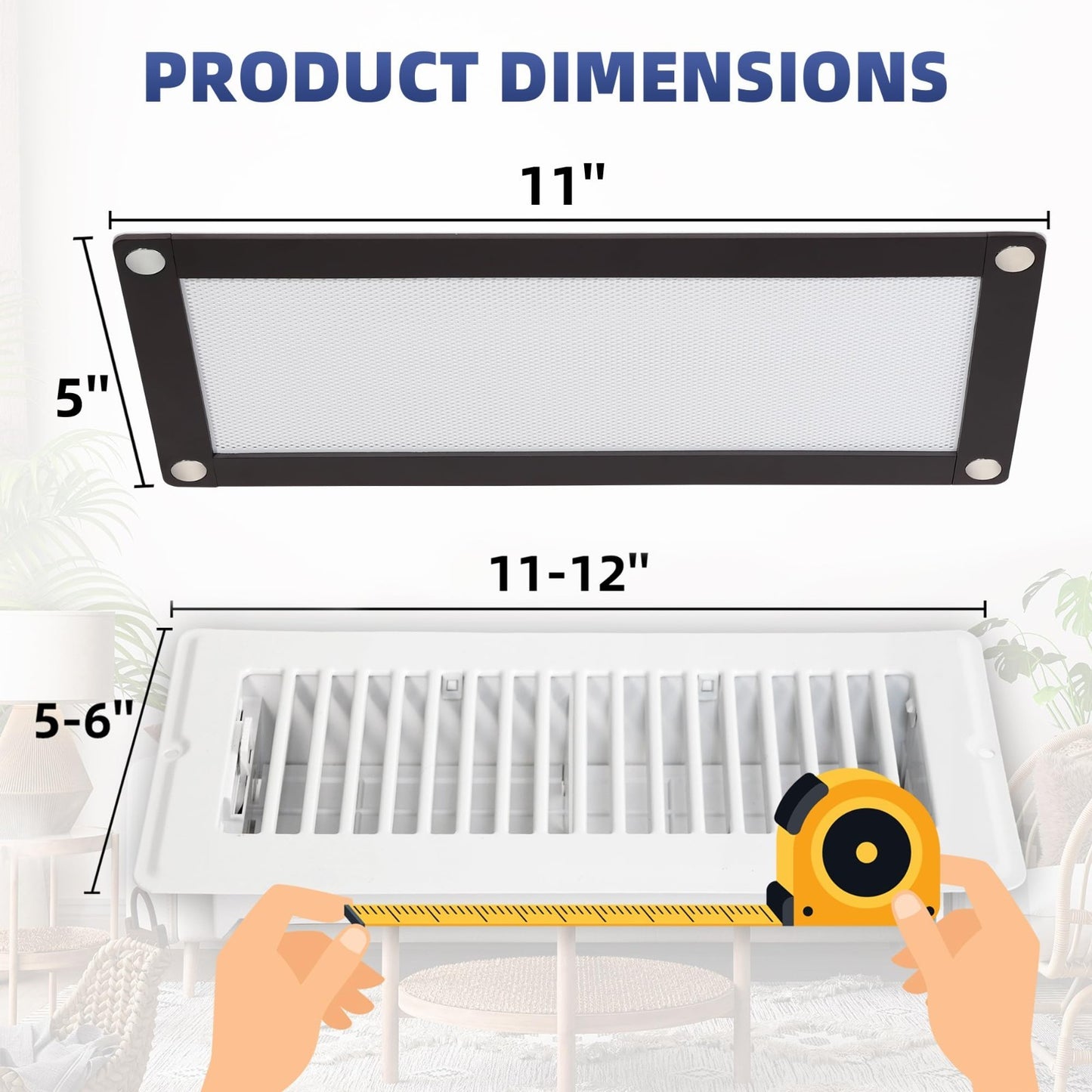 Magnetic Vent Screen Covers 5x11 White 4‑Pack Floor Wall Ceiling Mesh Filters