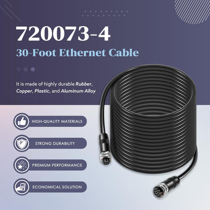30 Foot Ethernet Cable 720073-4 for Humminbird APEX SOLIX Onix ION 1100 900 800 700 HD Series