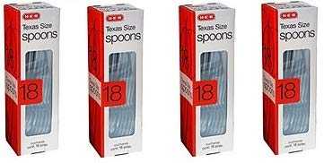 HEB Texas Size Clear Plastic Spoons Set of 4 Durable Party Utensils HB313-007
