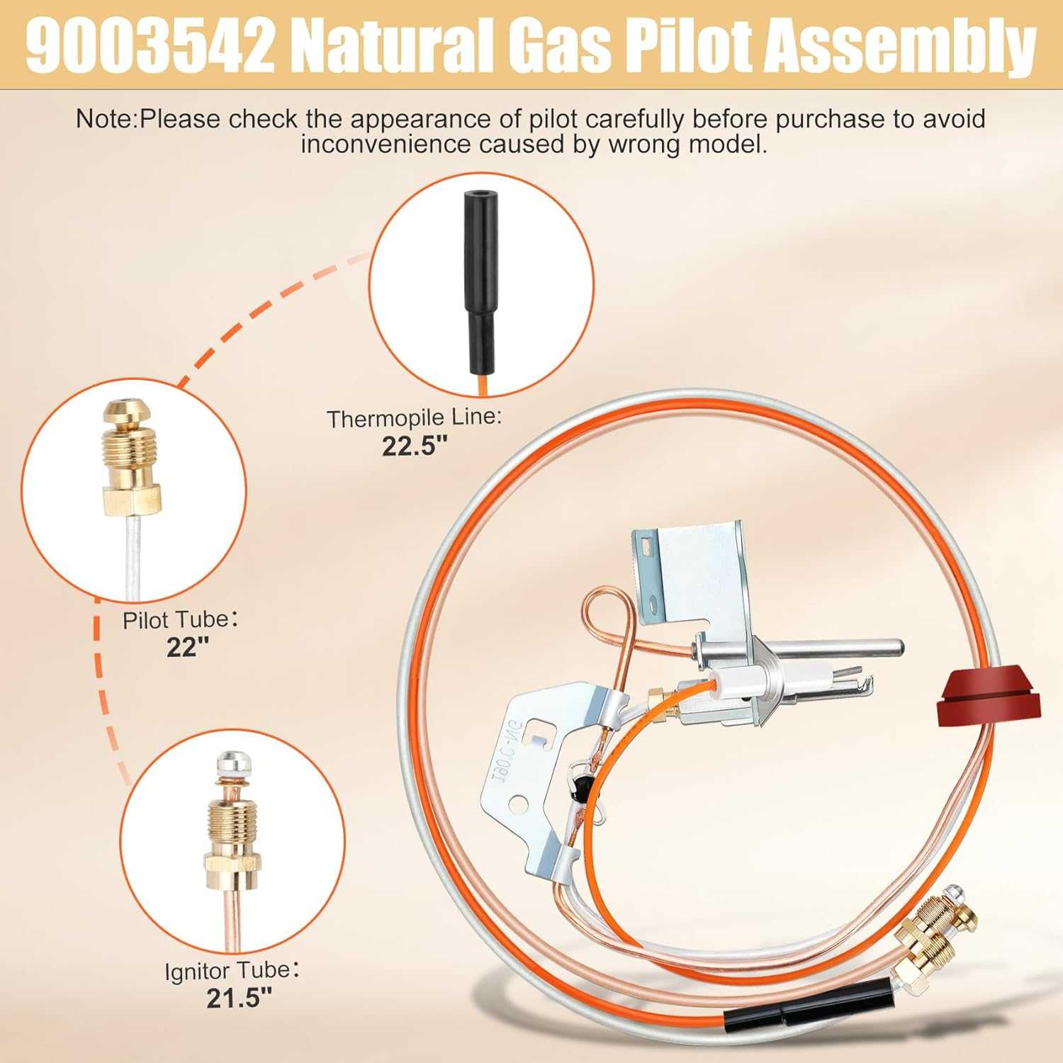 9003542 Natural Gas Pilot Assembly for Reliance AOSmith Kenmore State GS GSX Water Heater NA222-003