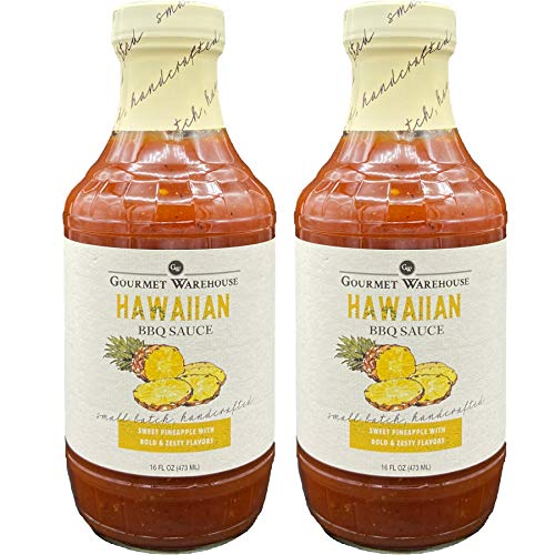 Gourmet Warehouse Hawaiian BBQ Sauce, Premium Barbecue Sauces Handcrafted In Small Batches Gluten-Free, HFCS-Free, Delicious Sauce 16 Ounces Bottle (Pack of 2)