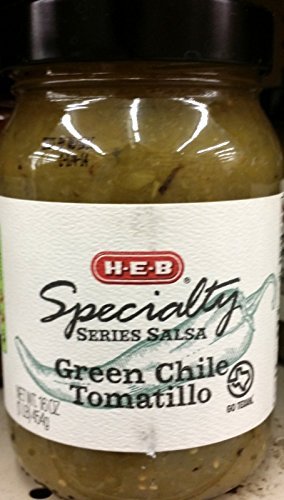 HEB Specialty Series Salsa 16oz Glass Jar (Pack of 4) Select Flavor Below (Green Chile Tomatillo - Medium)