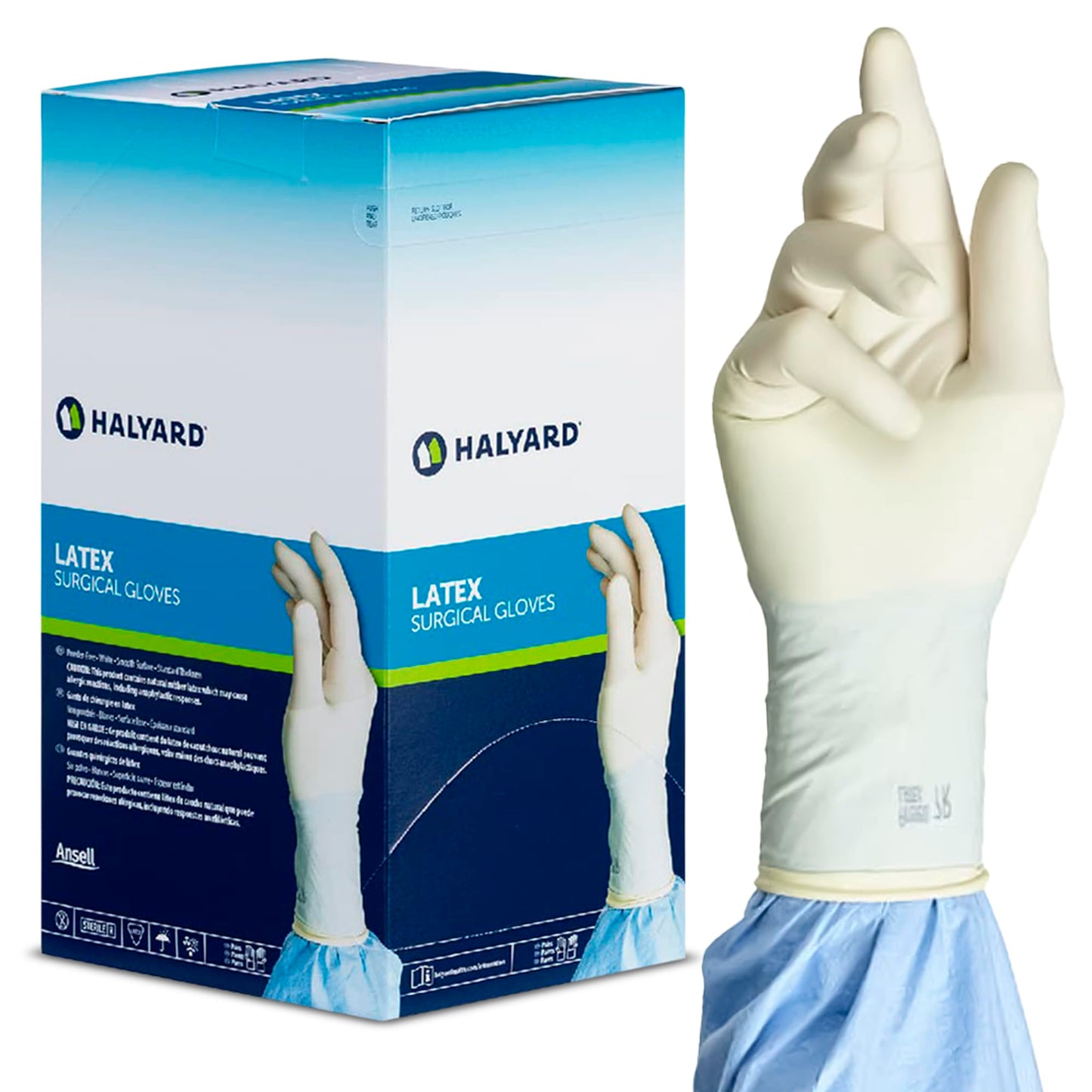 HALYARD Surgical Gloves Latex Sterile Powder Free Size 6.5 Small Box of 50 Pairs