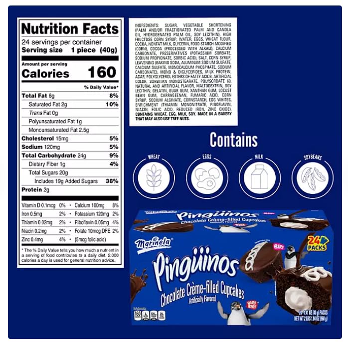 Marinela Pinguinos Snack Cupcakes, 1.41 oz., 24 pk.
