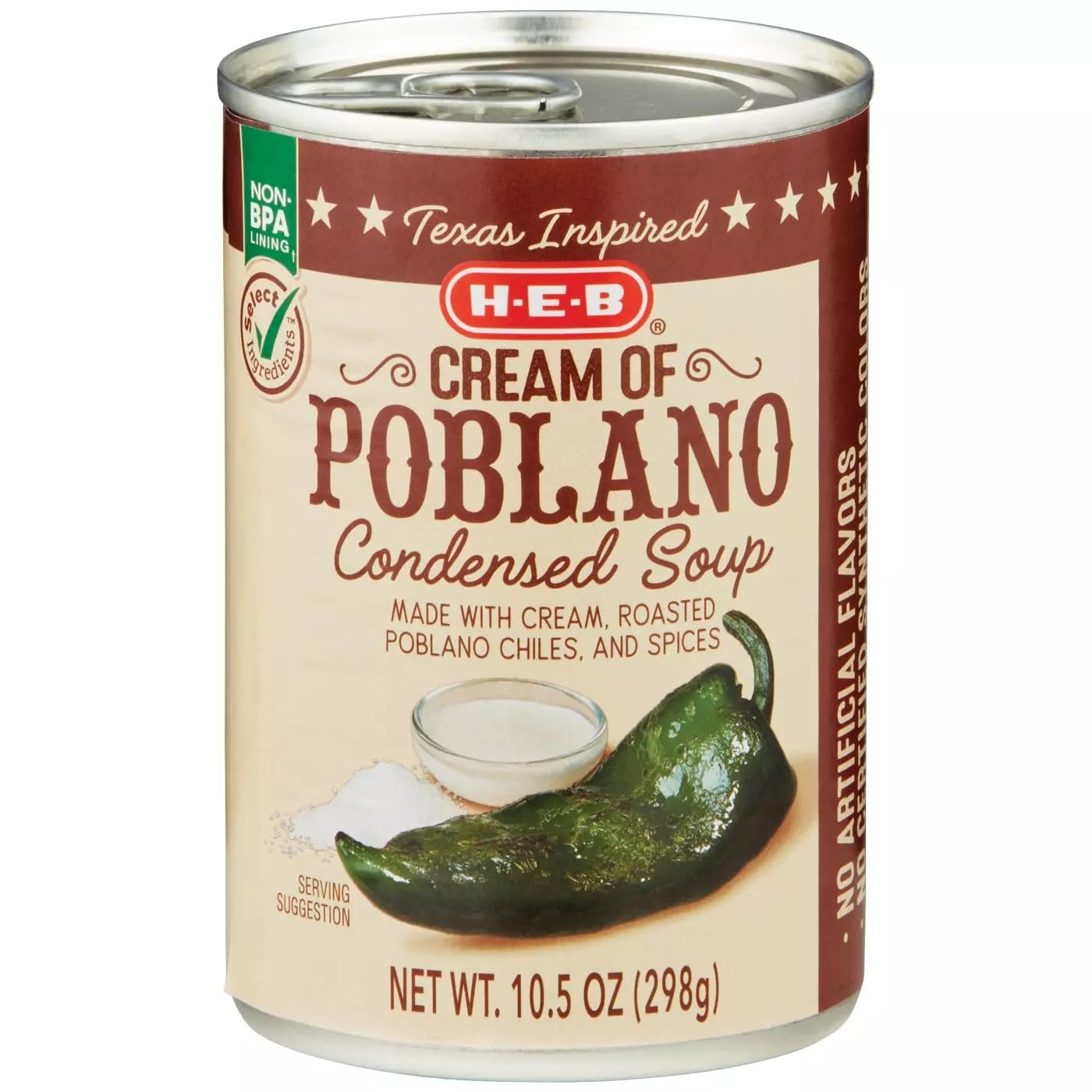 HEB H‑E‑B Texas-Inspired Cream of Poblano Condensed Soup 10.5 oz (298g) Pack of 4…