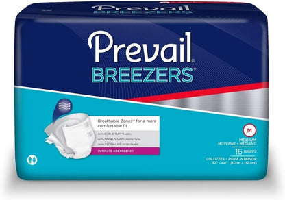 Prevail Breezers Incontinence Briefs, Unisex Adult Incontinence Briefs with Tabs, Ultimate Absorbency - Medium, 20 Count Bag