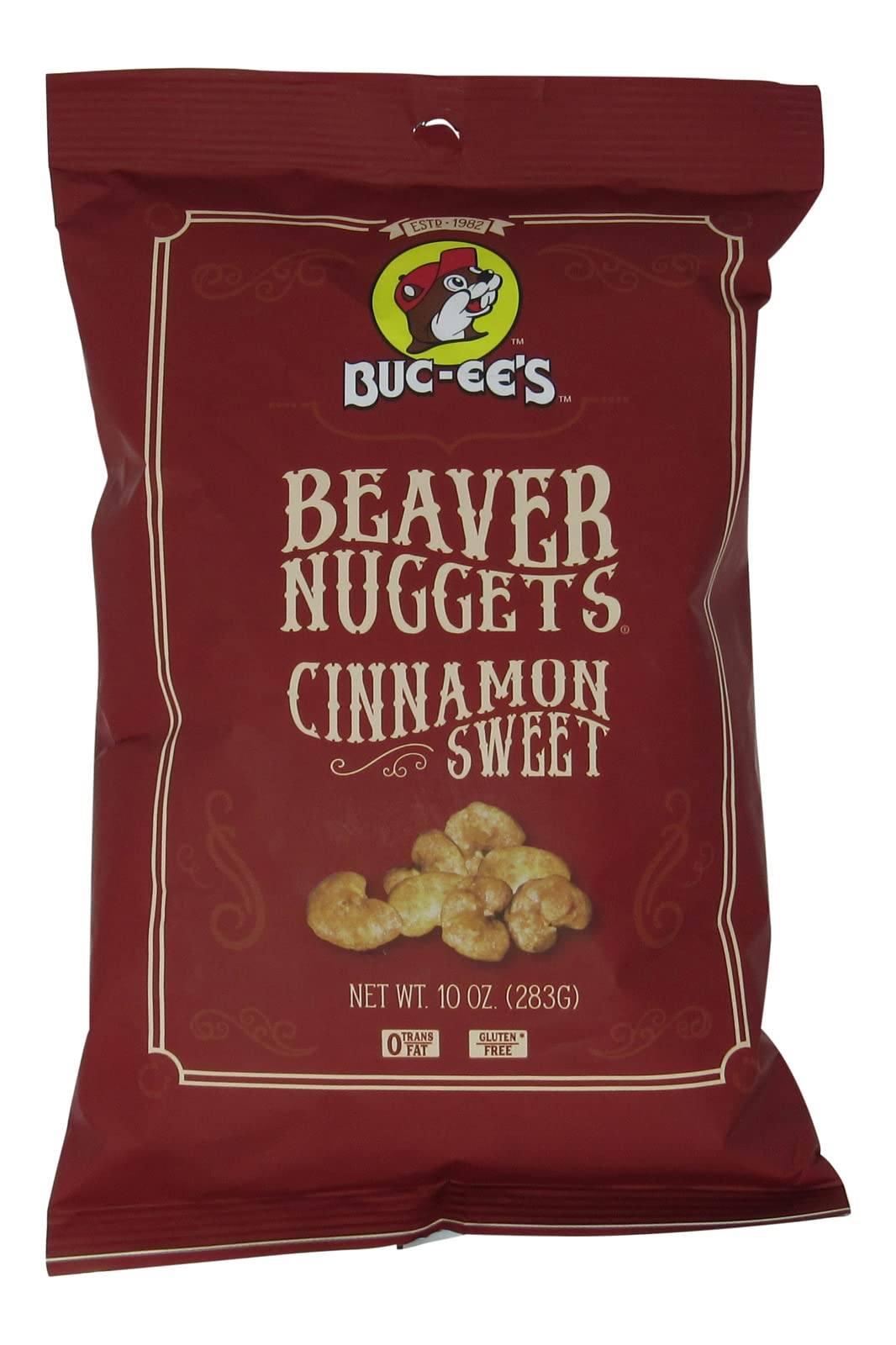 Buc-ee's Beaver Nuggets Cinnamon Sweet Flavored Snack Puffs, Gluten Free, One 10 Ounce Bag