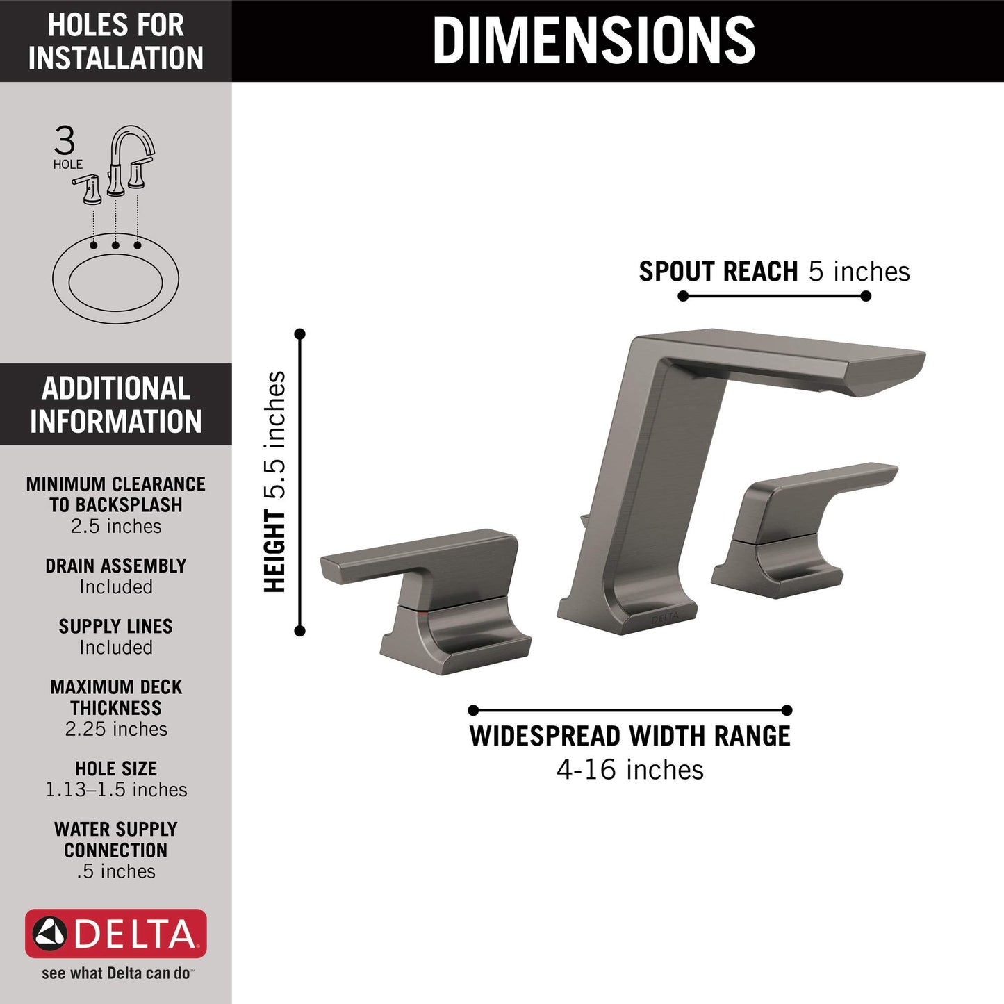 Delta Faucet Pivotal Widespread Bathroom Faucet 3 Hole, Bathroom Sink Faucet, Metal Drain Assembly, Polished Nickel 3599LF-PNMPU