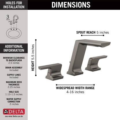 Delta Faucet Pivotal Widespread Bathroom Faucet 3 Hole, Bathroom Sink Faucet, Metal Drain Assembly, Polished Nickel 3599LF-PNMPU