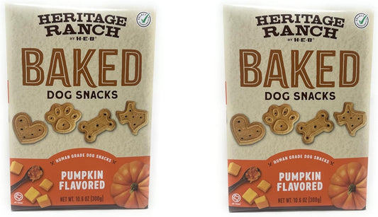 Heritage Ranch Baked Dog Snacks Treats - Pumpkin Flavored - 2 Boxes