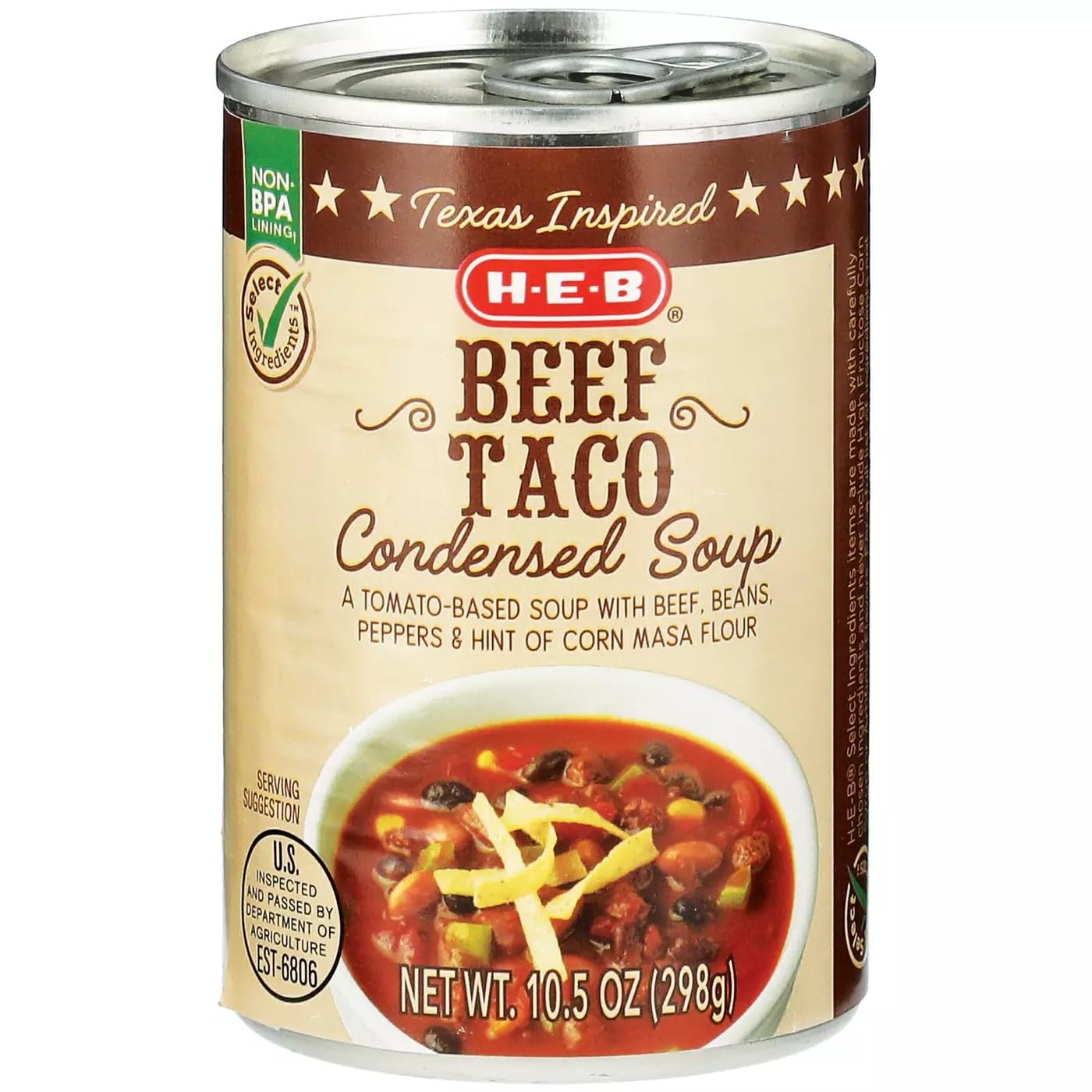 HEB H‑E‑B Texas-Inspired Beef Taco Condensed Soup 10.5 oz (298g) Pack of 4…