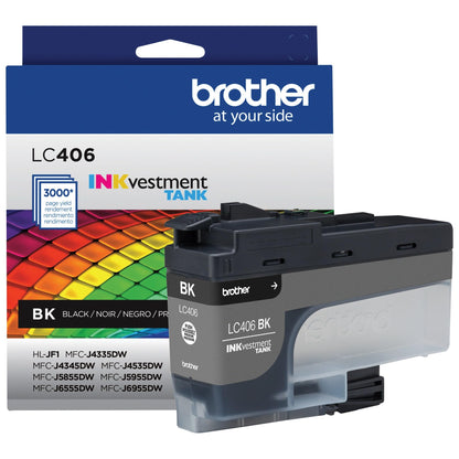 Brother Genuine LC406 BK Standard Yield Black INKvestment Tank Ink Cartridge