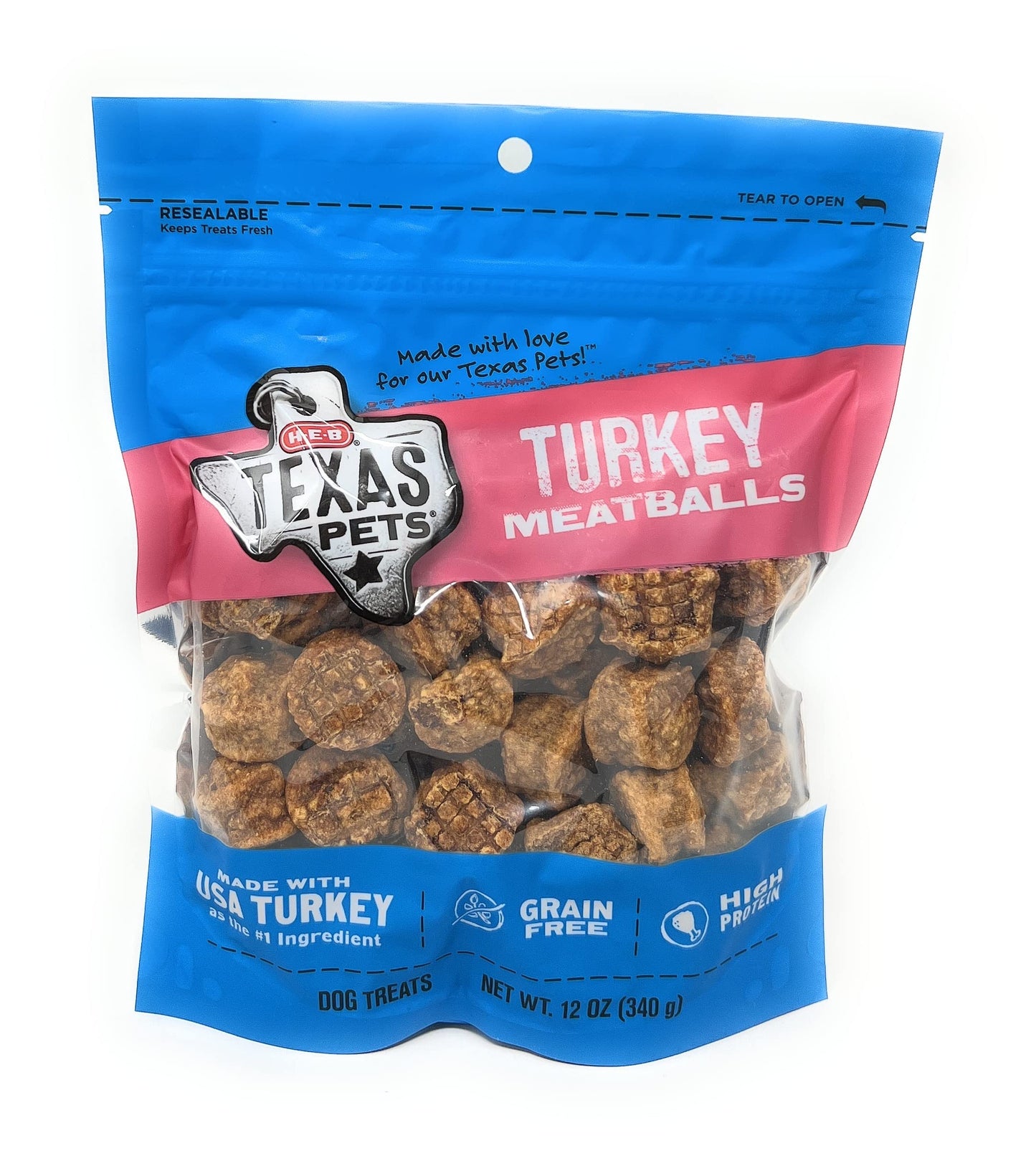 H?E?B Texas Pets Turkey Meatballs Dog Treats 12oz - 1 Bag
