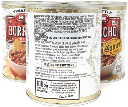 Borracho Beans 3 Pack - Large Family Style 31 oz Cans (Nearly 6 Pounds Of Beans) - Made With Shiner Bock Beer - Texas Style Beans From HEB - Go Texan Product