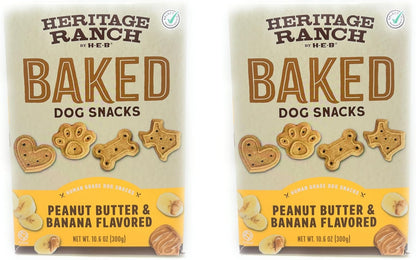 Peanut Butter & Banana Flavored Baked Dog Snacks Heritage Ranch by HEB (Pack of 2)