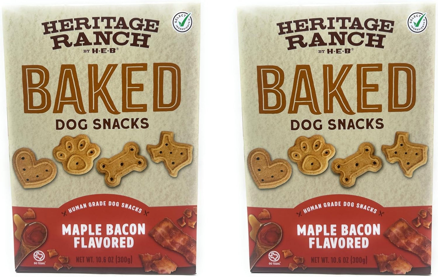 Maple Bacon Flavored Baked Dog Snacks Heritage Ranch by HEB (Pack of 2)