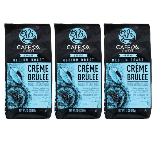 HEB Cafe Ole Creme Brulee Ground Coffee, Medium Roast, 12 oz, Pack of 3