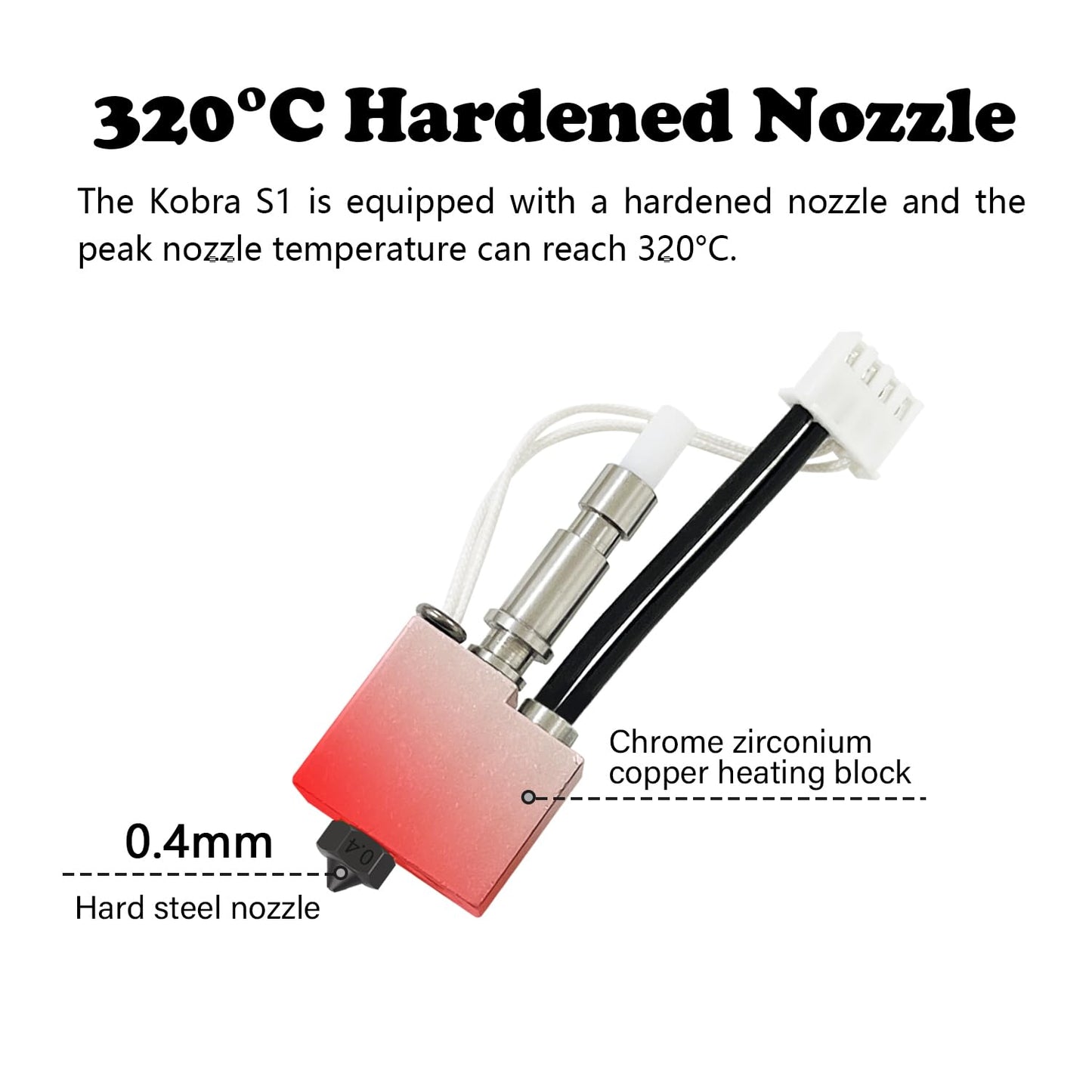 3 Pack Hardened 200K Hotend for Kobra S1 Combo 0.2MM 0.4MM 0.6MM Steel Kit